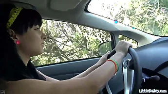 Little Bailey Dildo Masturbation within reach her Car