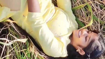 Cute Yellow Suit Girl Fucking in Fields with Big Cock