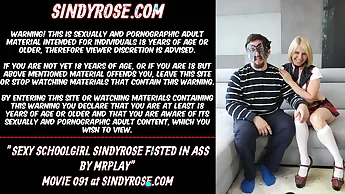 Sexy schoolgirl Sindyrose fisted in ass by MrPlay