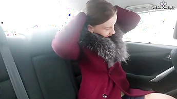 Cute Bitch Jerks Off Wet Pussy During Taxi Ride - Fetish